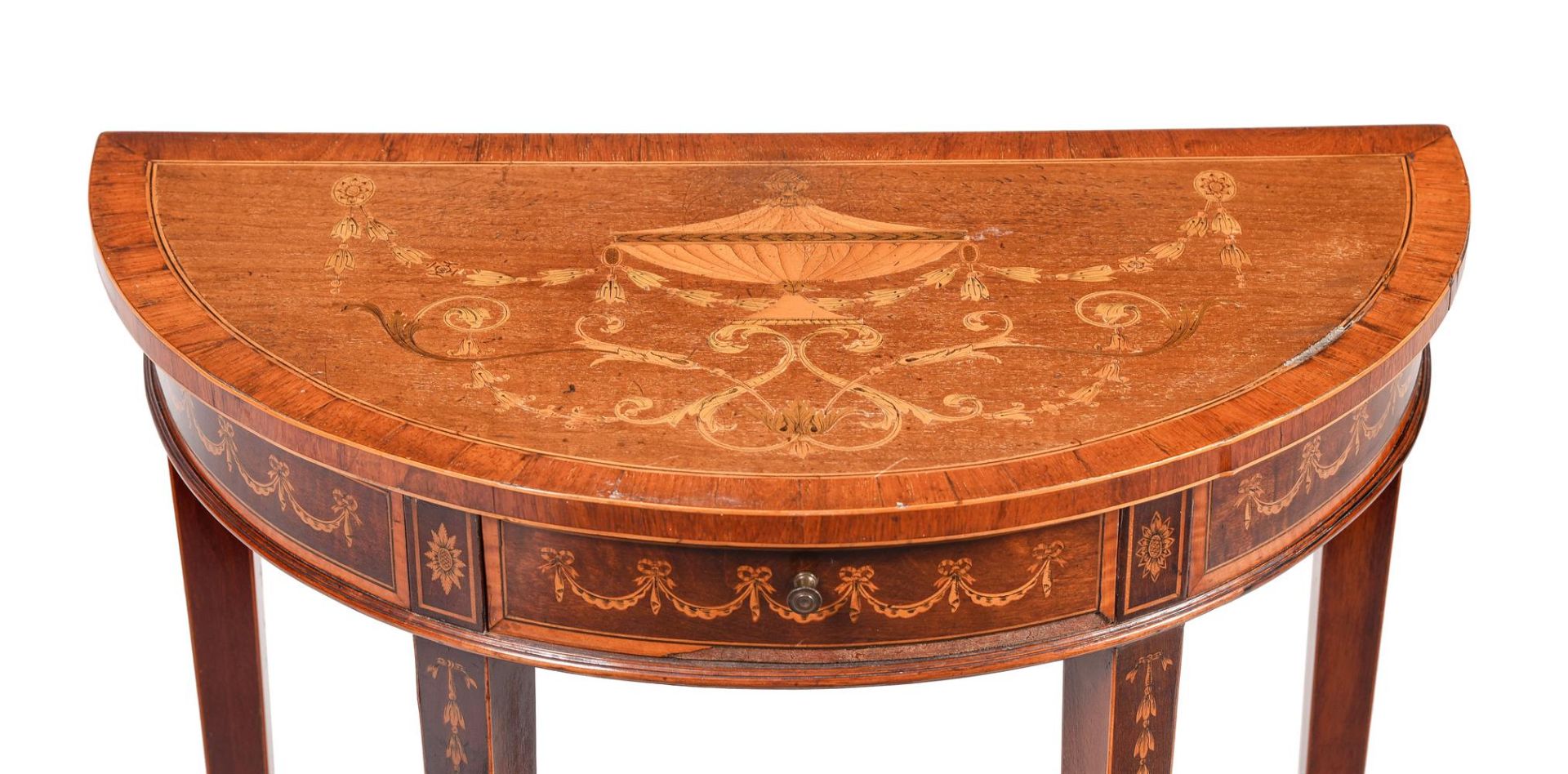 Y AN EDWARDIAN INLAID MAHOGANY AND ROSEWOOD CROSSBANDED SIDE TABLE - Bild 2 aus 4