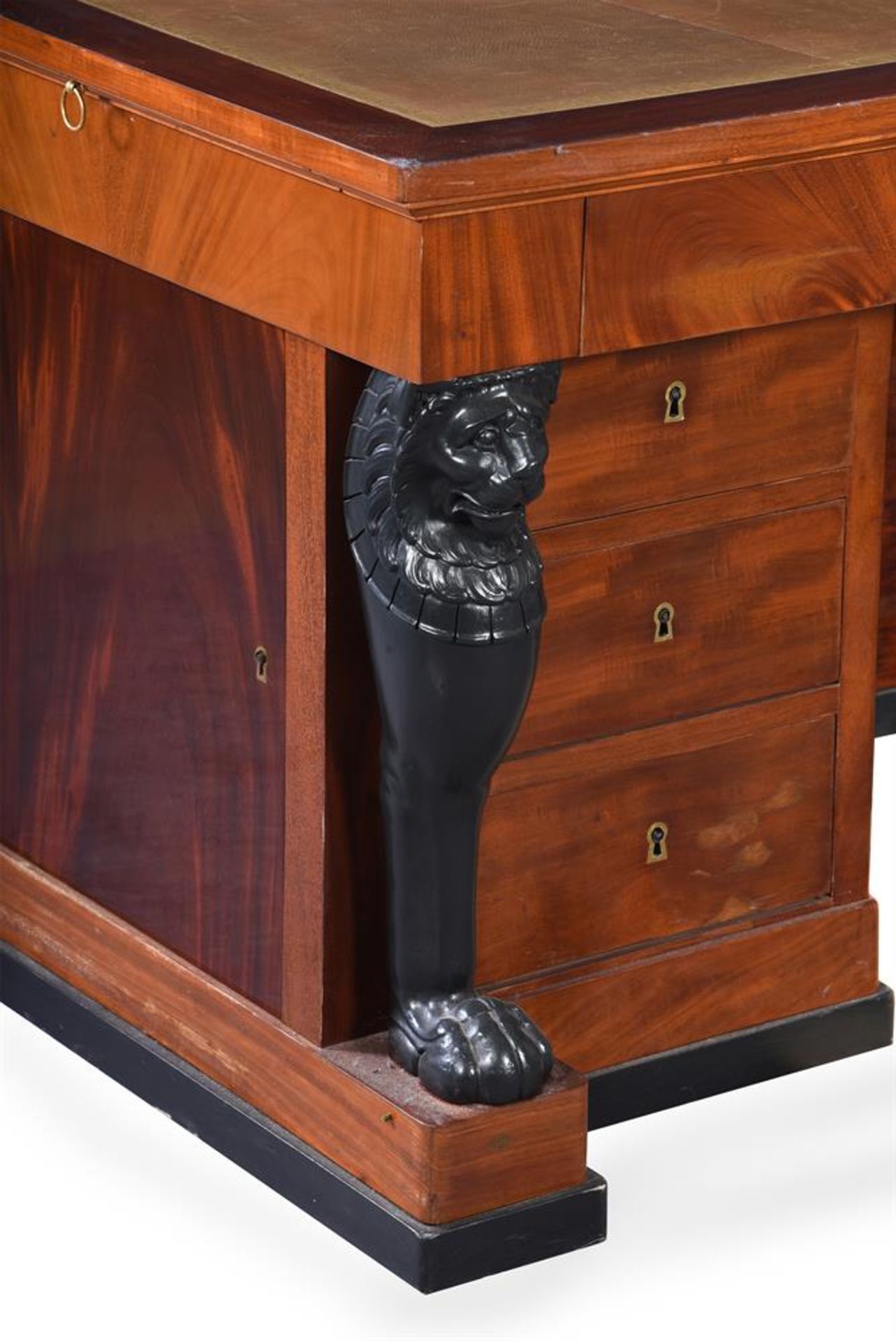 AN EMPIRE STYLE MAHOGANY AND EBONISED DESK - Image 2 of 3