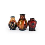 THREE SMALL MOORCROFT VASES