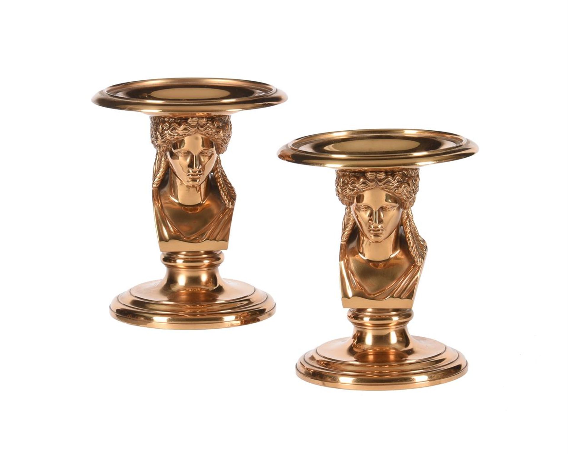 A PAIR OF POLISHED BRONZE TAZZAS, F. BARBEDIENNE