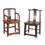 TWO CHINESE HARDWOOD CHAIRS