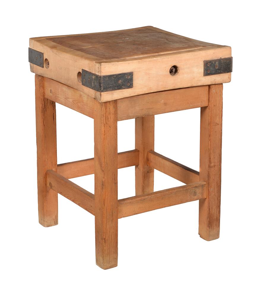 A WOOD BUTCHER'S BLOCK