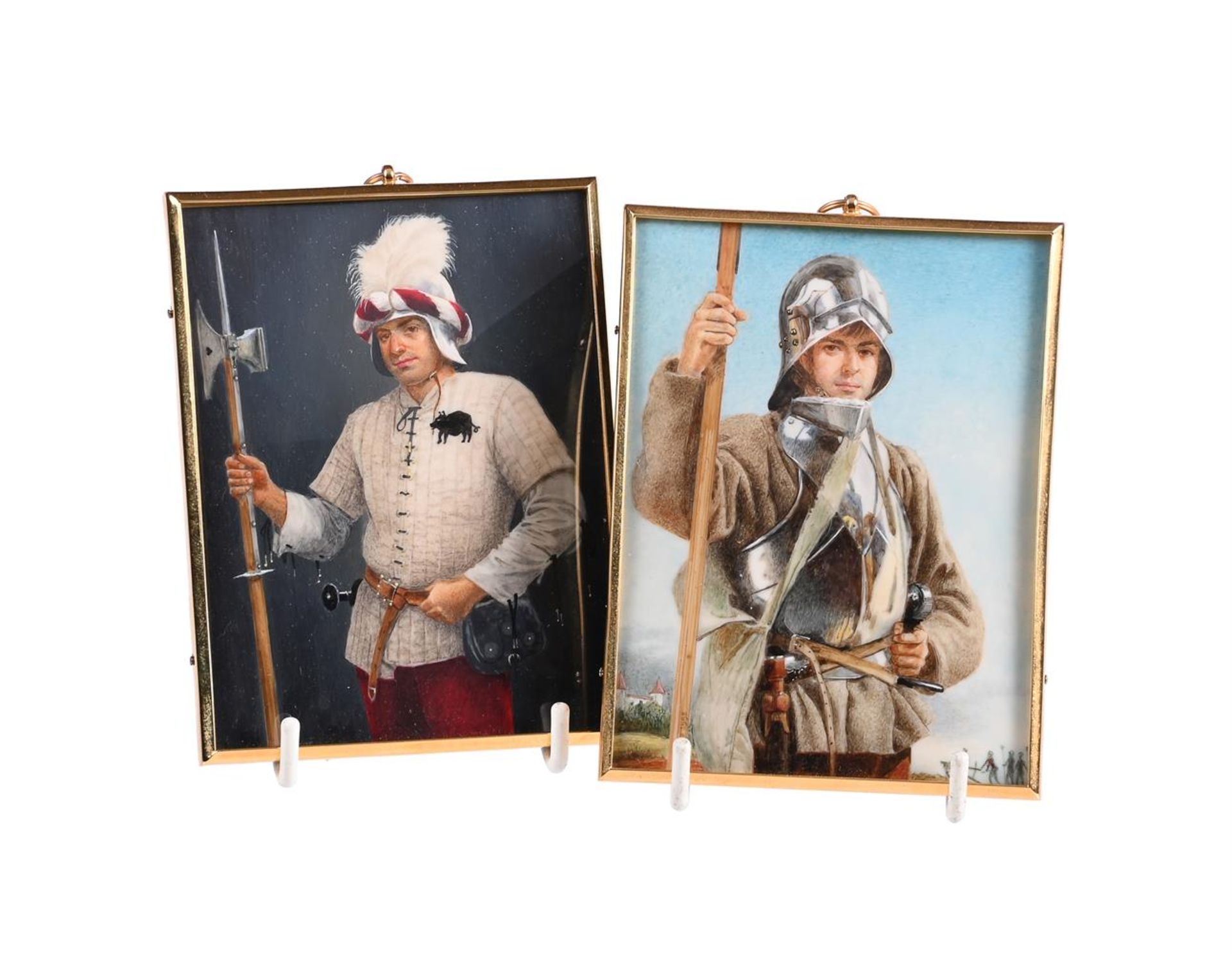 MICHAEL BARTLETT RMS (1922-2008)TWO PORTRAIT MINIATUES OF 15TH CENTURY ITALIAN MERCENARIES