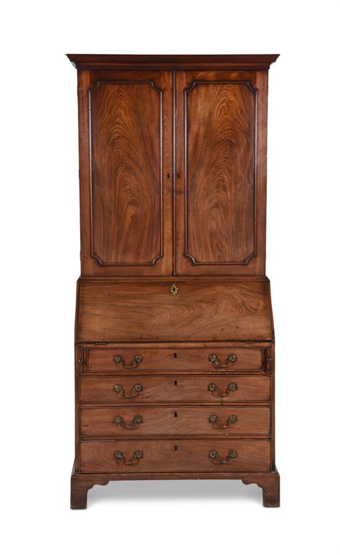 A GEORGE III MAHOGANY BUREAU BOOKCASE