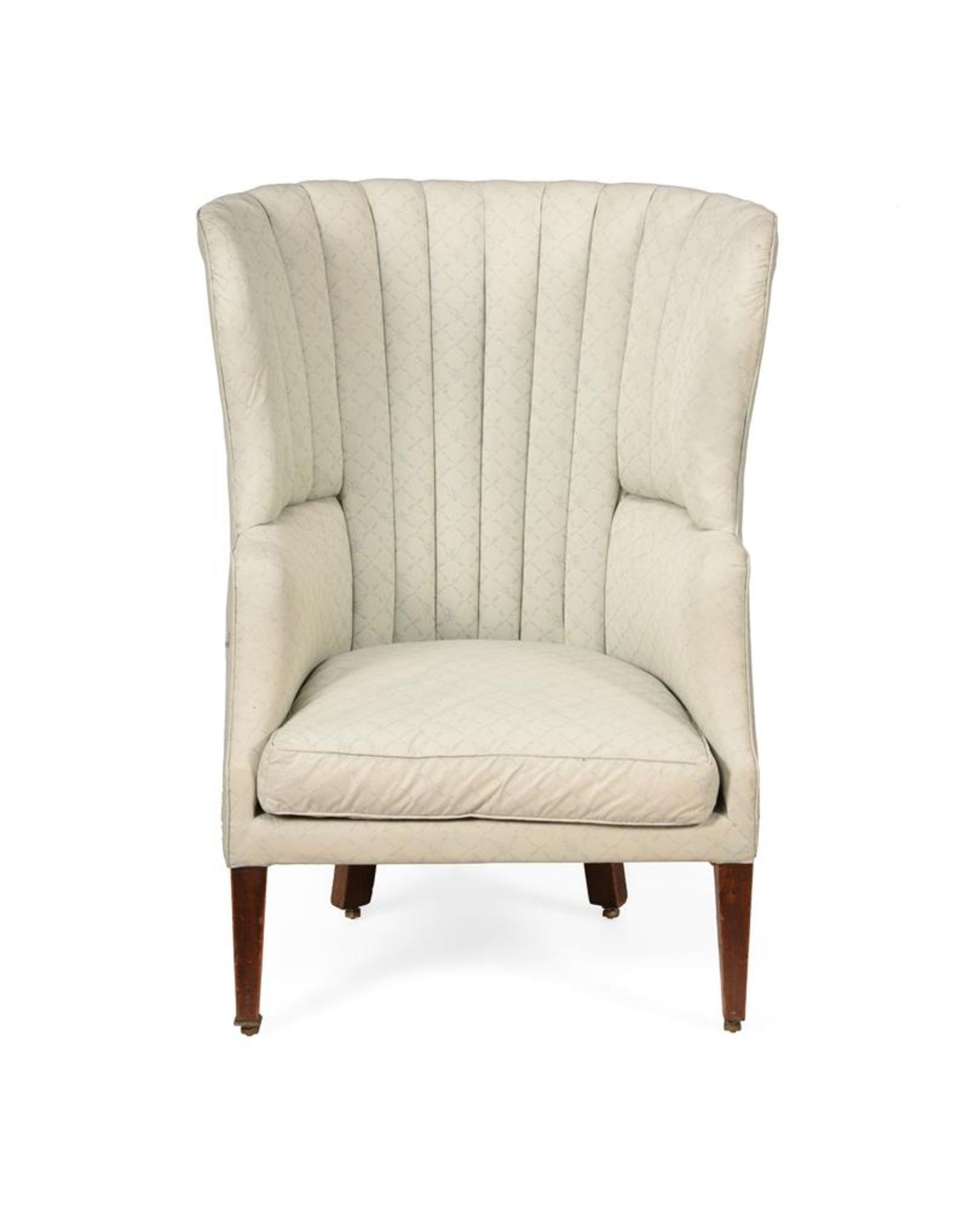 A GEORGE III MAHOGANY AND UPHOLSTERED BARREL BACK ARMCHAIR - Bild 2 aus 2