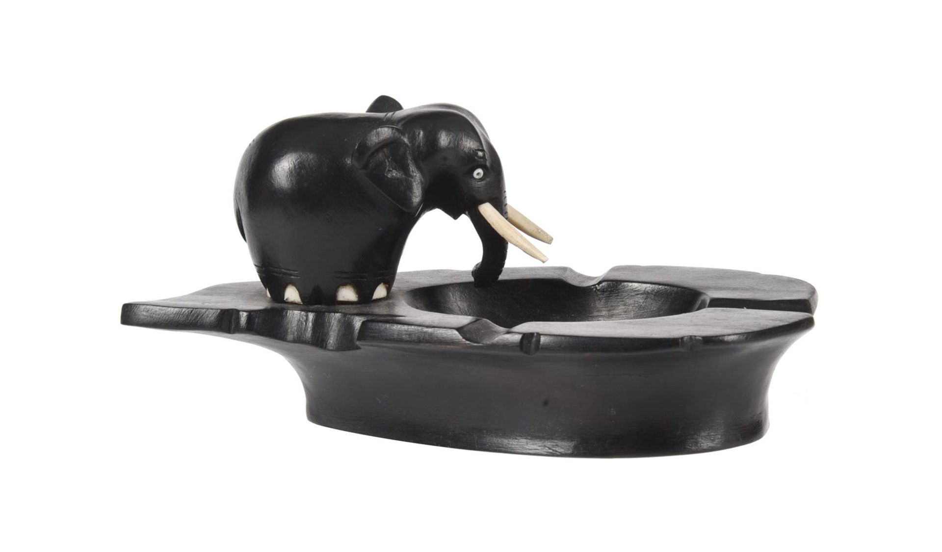 A CARVED EBONY AND BONE MOUNTED MODEL OF A MAHOUT - Image 4 of 6