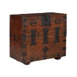 A KOREAN ELM AND RATTAN CHEST