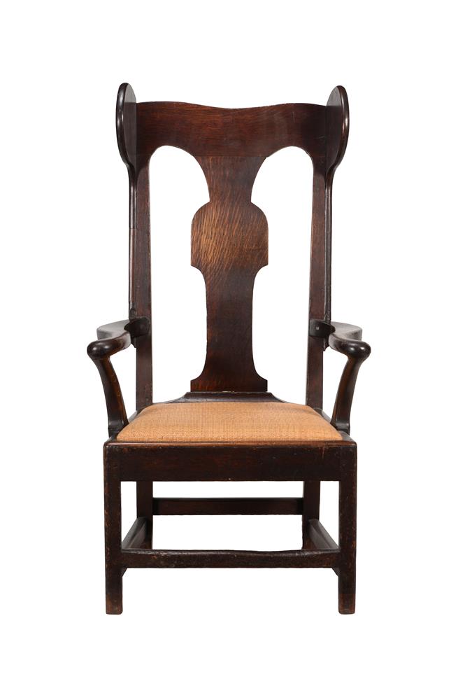 A GEORGE III OAK LAMBING CHAIR - Image 2 of 2