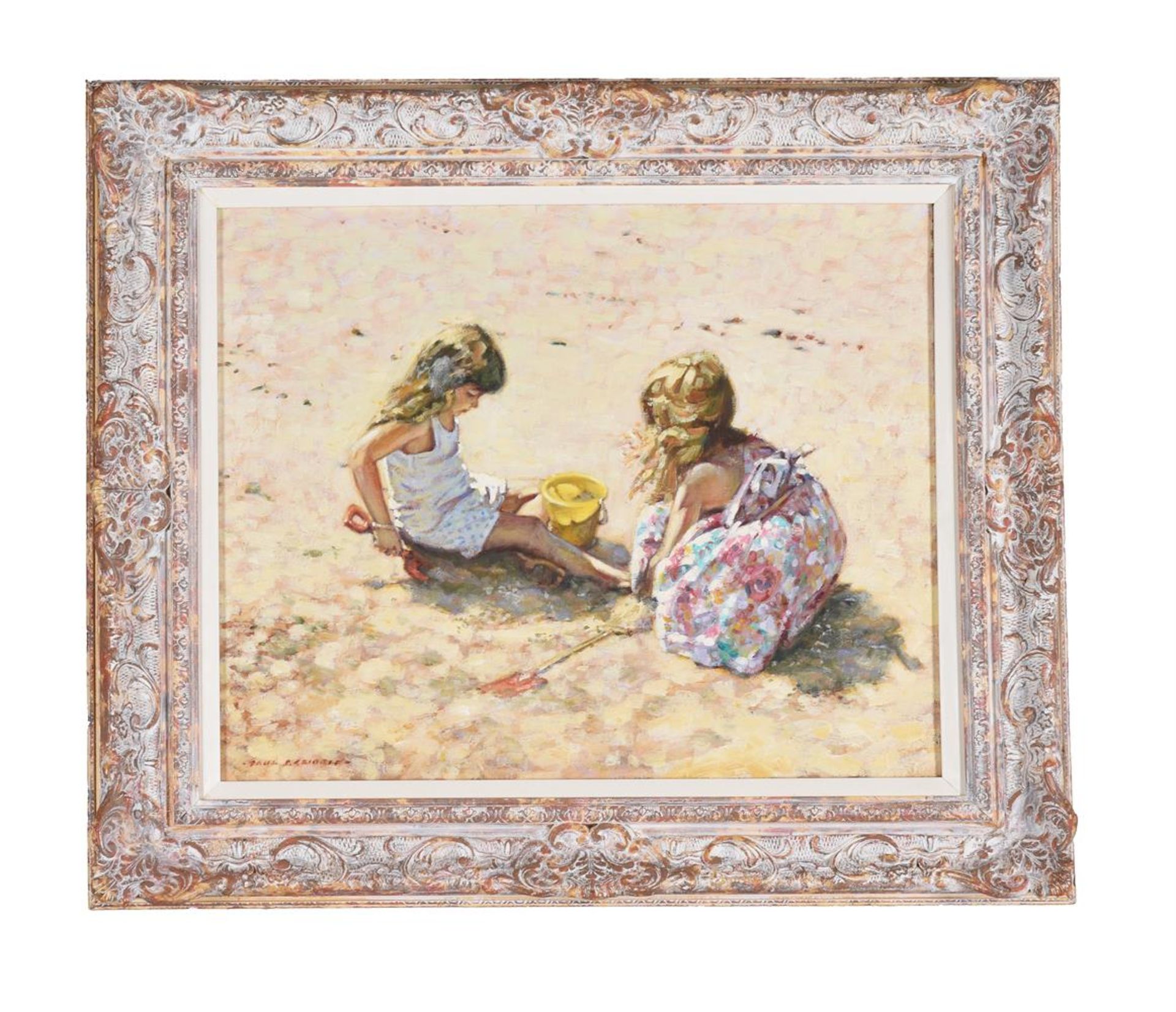 PAUL S. GRIBBLE (BRITISH 20TH CENTURY), GIRLS PLAYING ON THE BEACH WITH BUCKET AND SPADE - Bild 2 aus 3