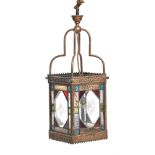 A VICTORIAN GILTMETAL HALL LANTERN