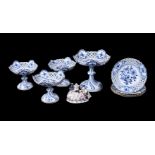 A MEISSEN 'ONION' PATTERN PART DESSERT SERVICE