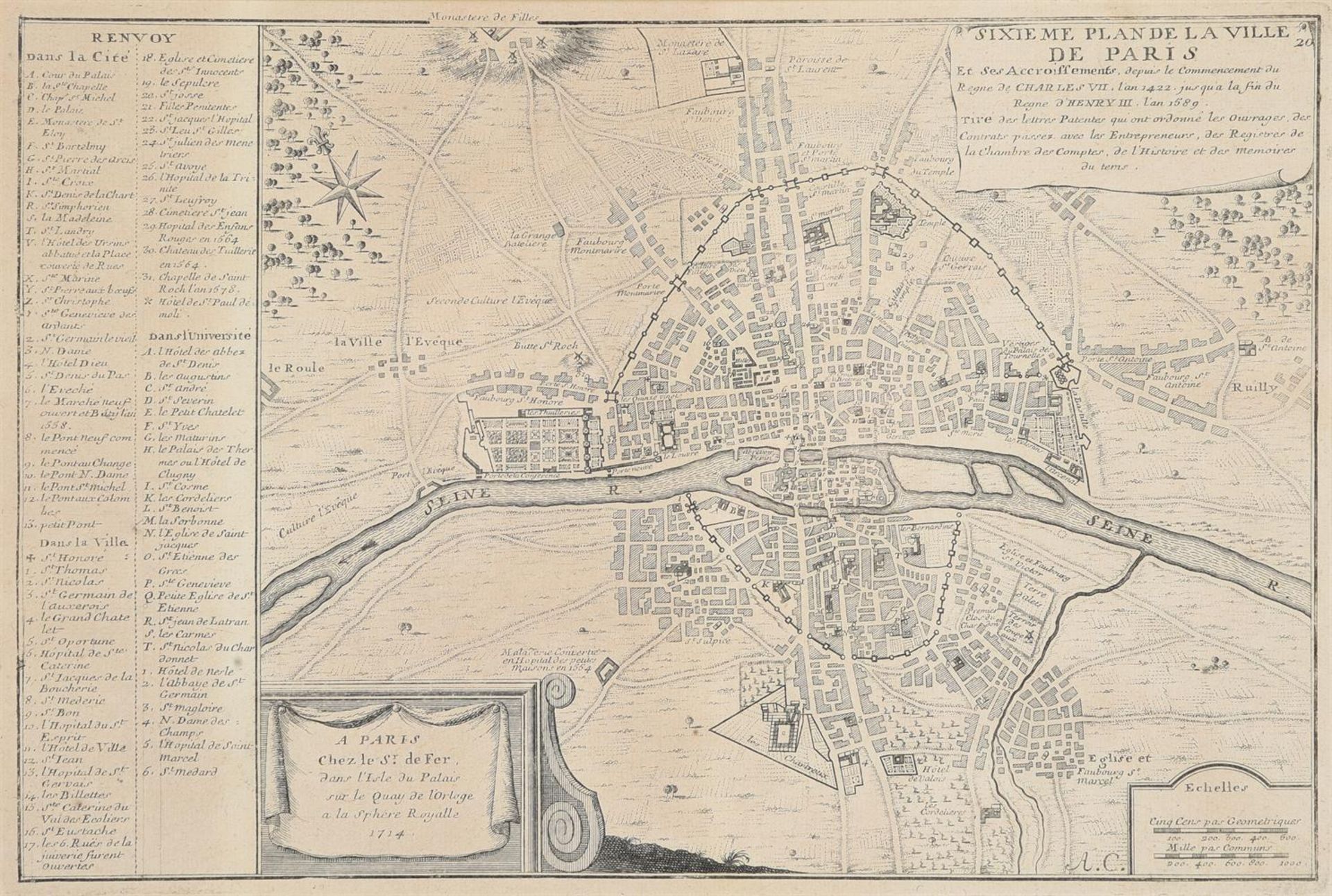 A SET OF SEVEN MAPS OF PARIS FROM NICOLAS DE FER'S ATLAS CURIEUX - Bild 3 aus 14