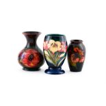 A GROUP OF THREE MOORCROFT VASES