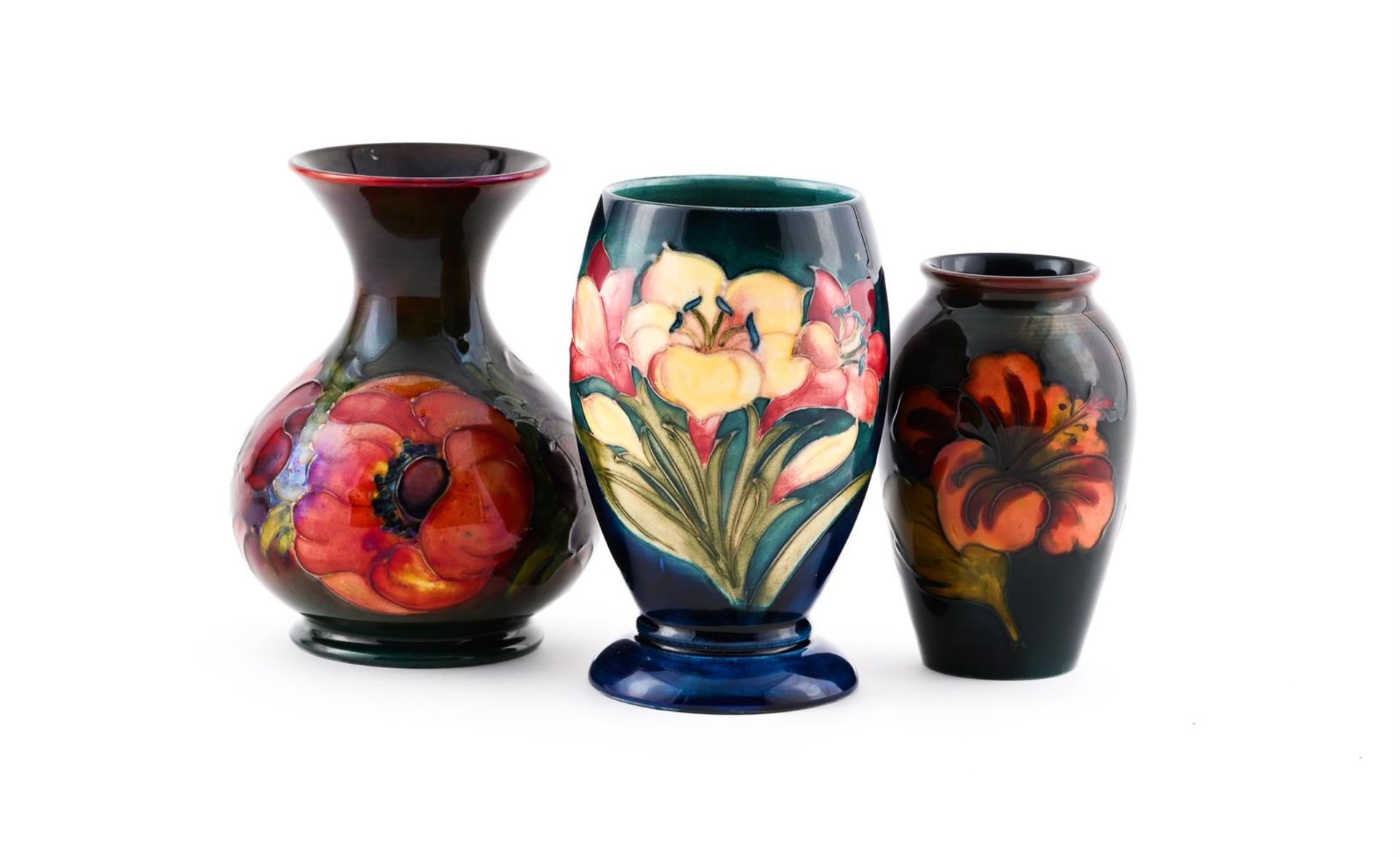 A GROUP OF THREE MOORCROFT VASES