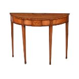 Y A GEORGE III SATINWOOD, TULIPWOOD, AND ROSEWOOD BANDED SIDE TABLE