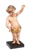 A POLYCHROME PAINTED FIGURE OF A PUTTI