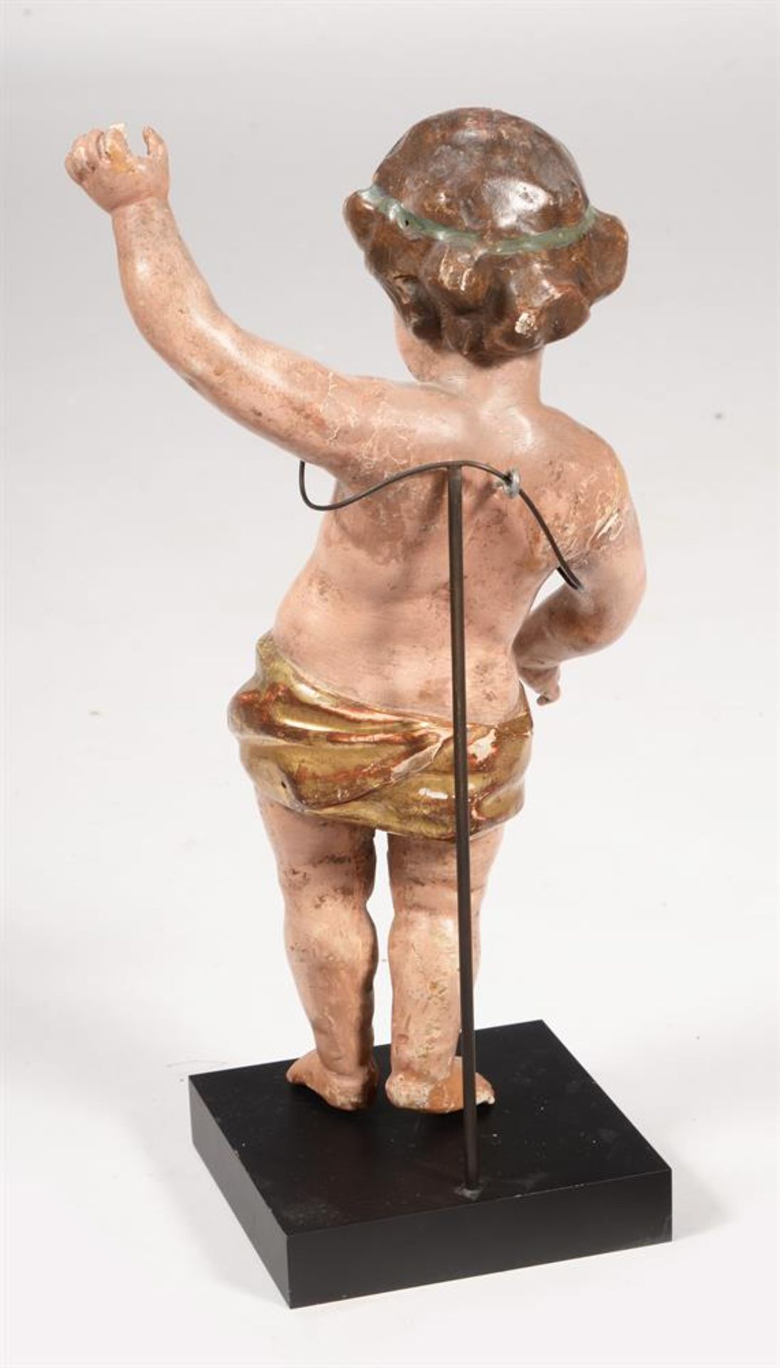 A POLYCHROME PAINTED FIGURE OF A PUTTI - Image 2 of 2