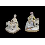 A PAIR OF MEISSEN MODELS EMBLEMATIC OF THE SENSES FROM A SET OF FOUR