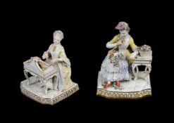 A PAIR OF MEISSEN MODELS EMBLEMATIC OF THE SENSES FROM A SET OF FOUR