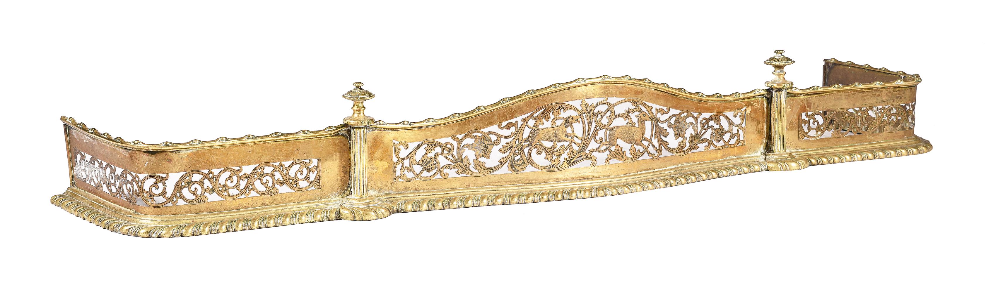 A GEORGE III GILT BRASS FIRE FENDER