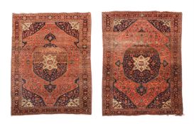 A PAIR OF SAROUK RUGS