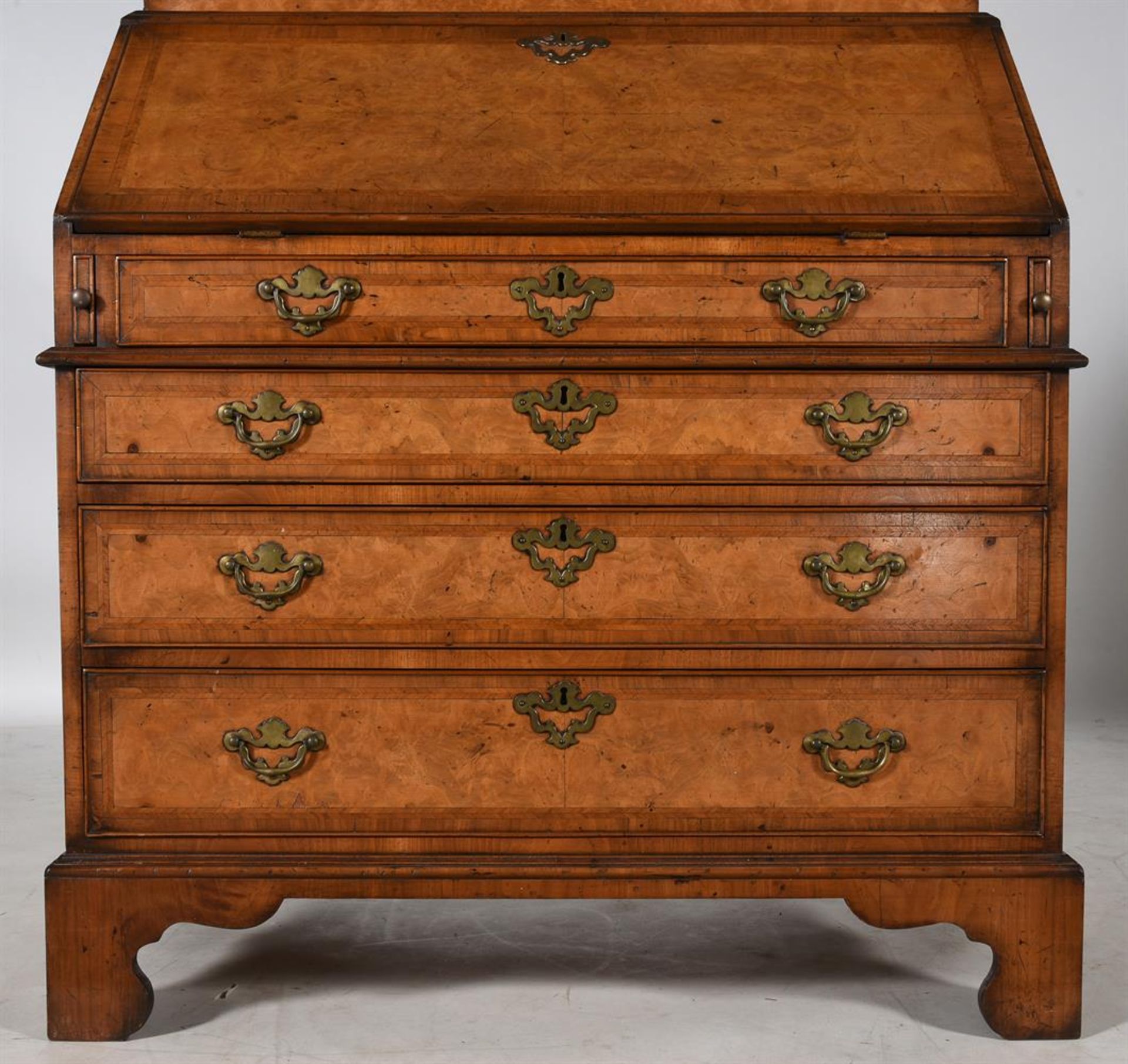 A WALNUT DOUBLE-DOME TOP BUREAU BOOKCASE IN QUEEN ANNE STYLE - Image 7 of 8