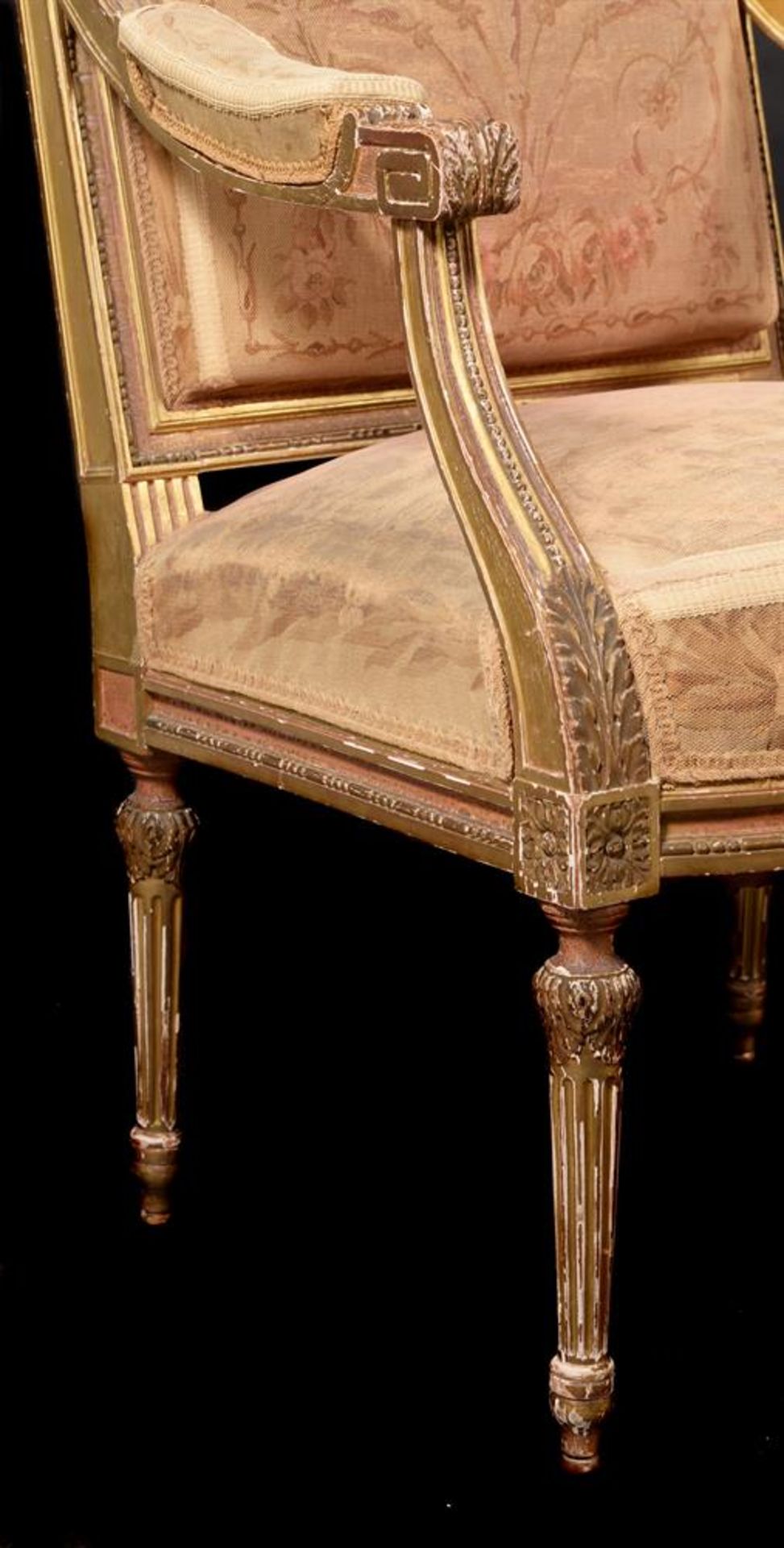 A SUITE OF GILTWOOD AND UPHOLSTERED SEAT FURNITURE IN LOUIS XVI STYLE - Image 3 of 4