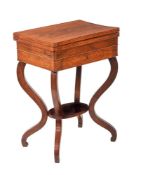 Y A ROSEWOOD AND SATINWOOD GAMES TABLE