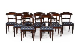 Y A SET OF TEN WILLIAM IV ROSEWOOD DINING CHAIRS, IN THE MANNER OF GILLOWS