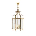 A GILTMETAL AND GLAZED HALL LANTERN IN REGENCY STYLE