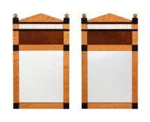 A PAIR OF MAPLE WALL MIRRORS IN BIEDERMEIR STYLE