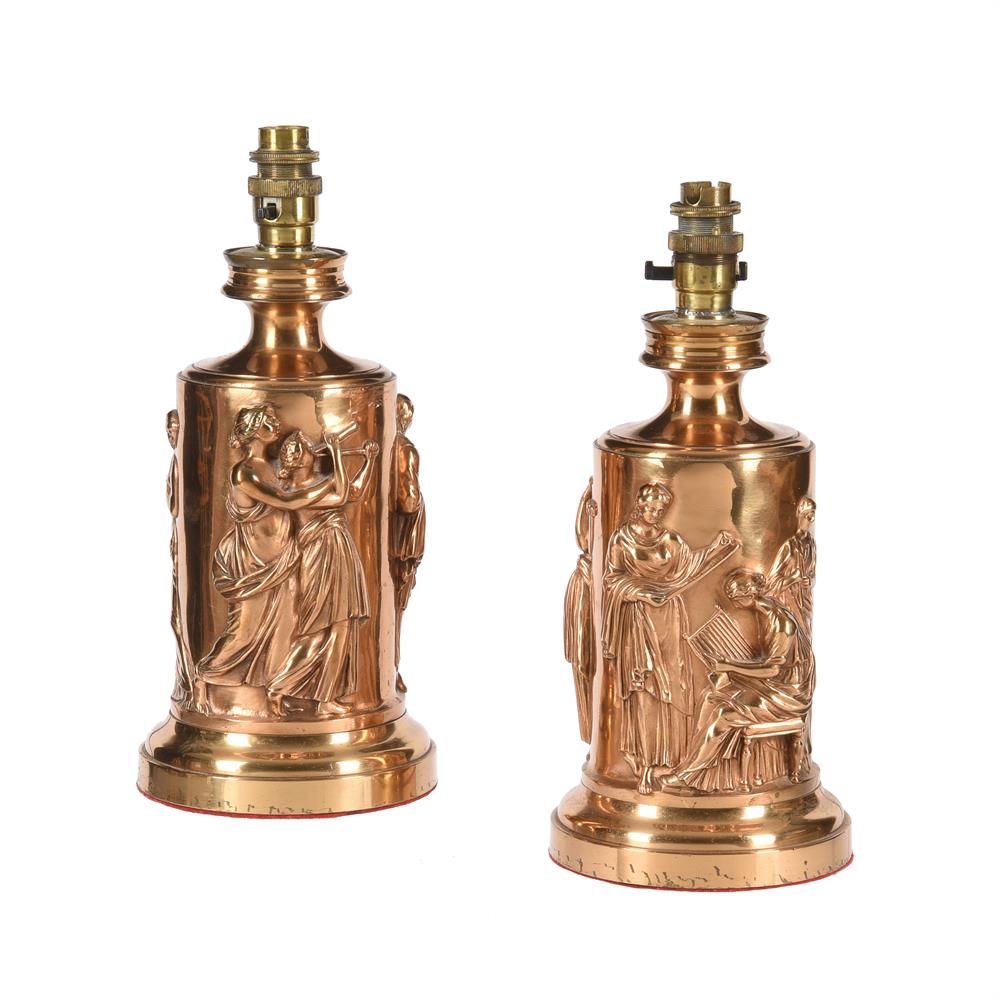 A PAIR OF POLISHED BRONZE LAMP BASES