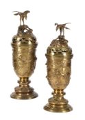 A PAIR OF JAPANESE POLISHED BRONZE INCENSE BURNERS