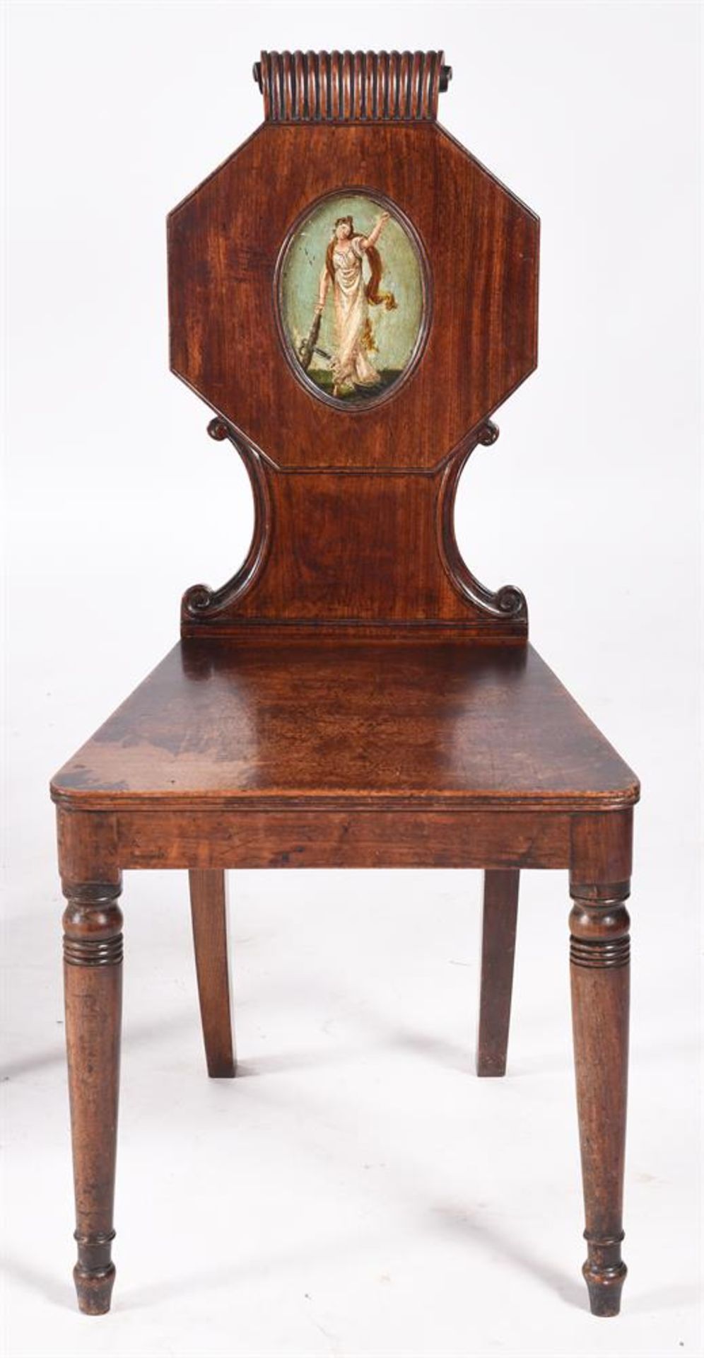 A PAIR OF REGENCY MAHOGANY HALL CHAIRS - Bild 2 aus 7