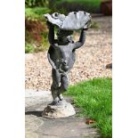 A LEAD FIGURAL BIRD BATH