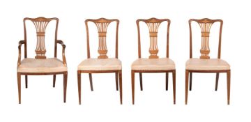 A SET OF FOUR EDWARDIAN MAHOGANY AND INLAID CHAIRS