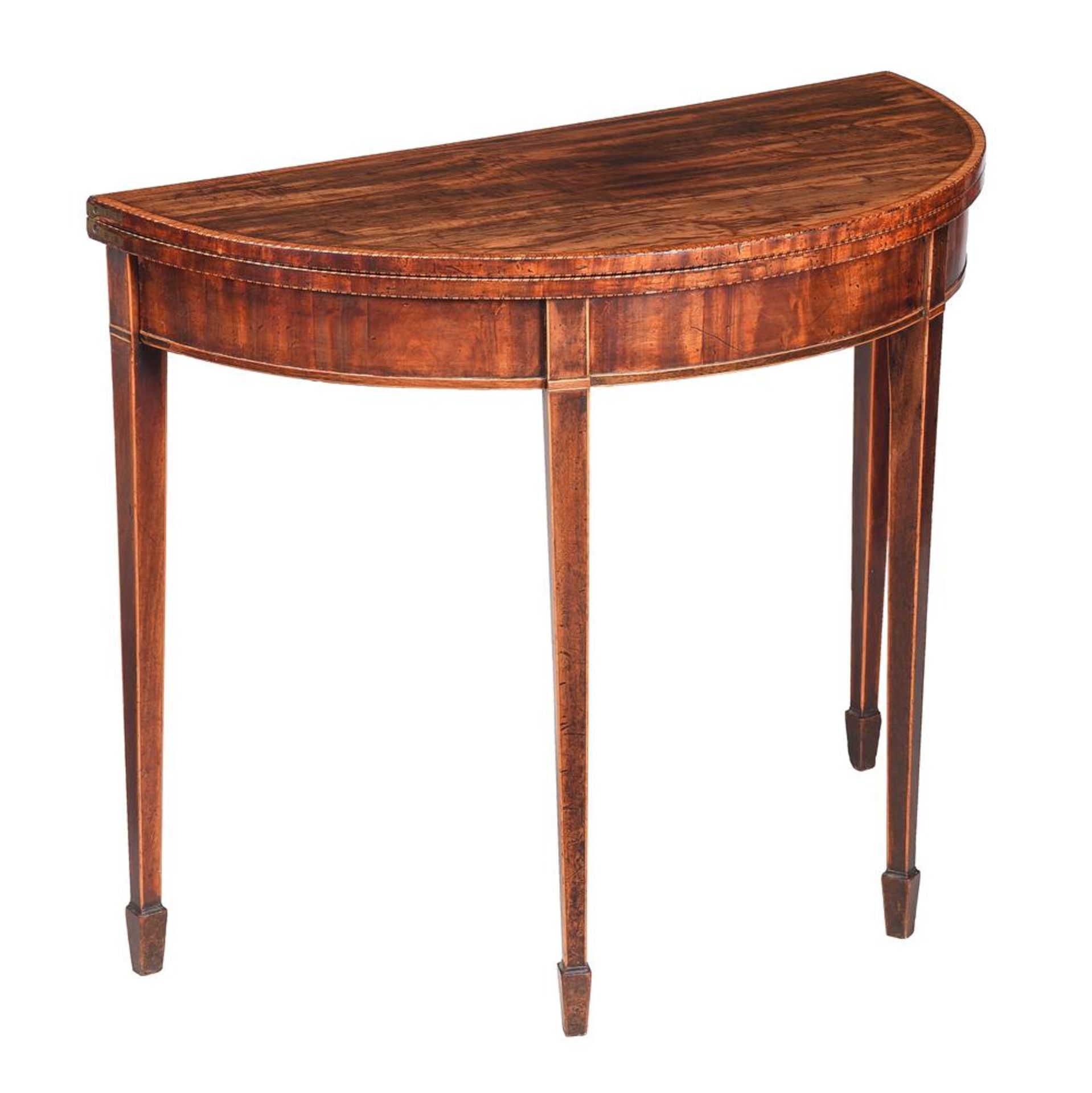 A GEORGE III MAHOGANY AND INLAID CARD TABLE