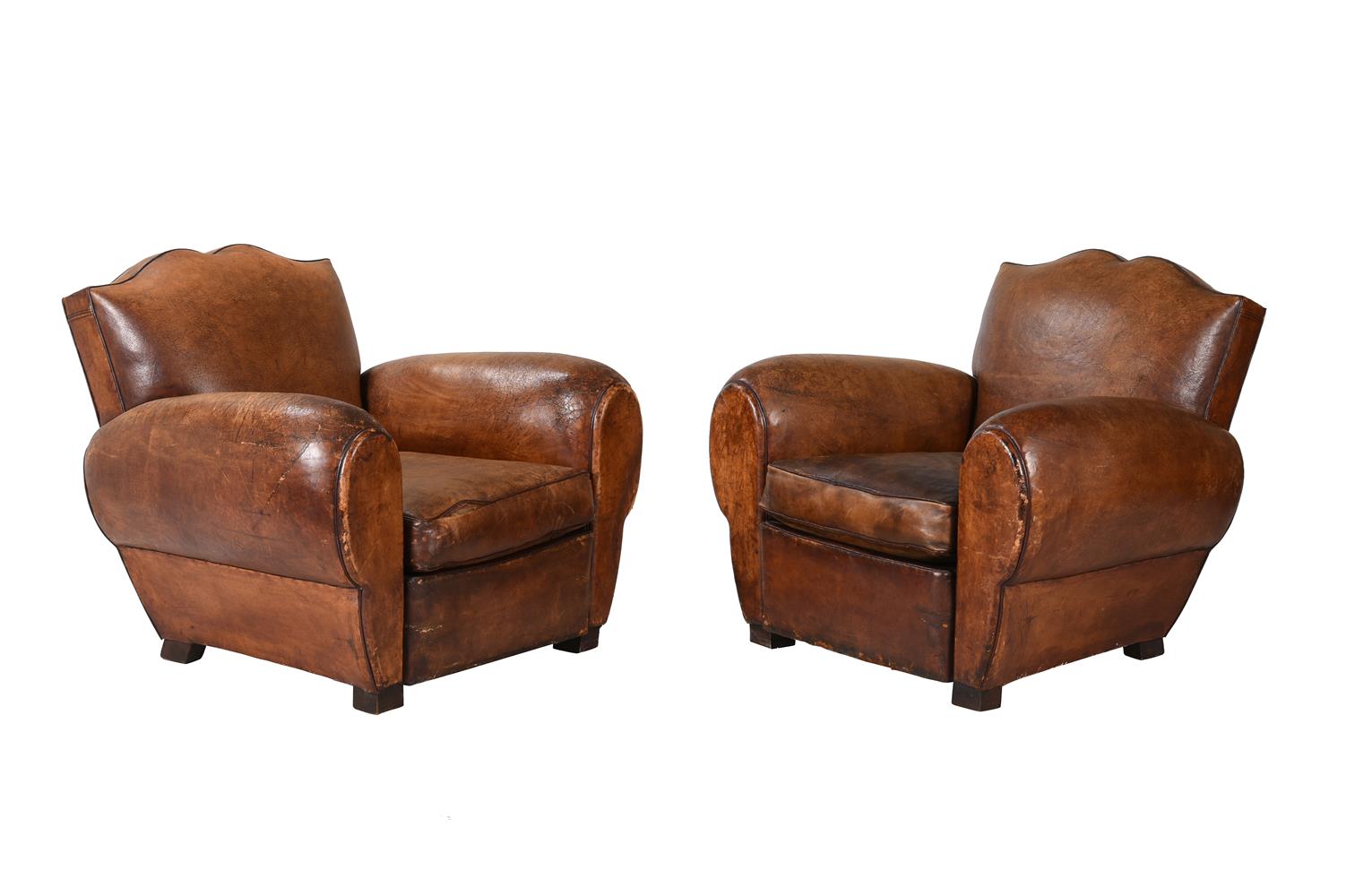 A PAIR OF ART DECO LEATHER ARMCHAIRS - Image 2 of 2