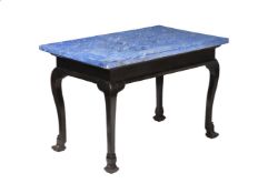 AN EBONISED AND LAPIZ LASULI SCAGLIOLA TOPPED CONSOLE TABLE IN GEORGE I STYLE