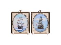 ROGER BLEASDALE (LATE TWENTIETH CENTURY), TWO MINIATURE PAINTINGS OF SHIPS