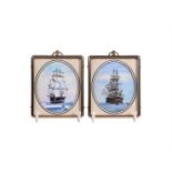 ROGER BLEASDALE (LATE TWENTIETH CENTURY), TWO MINIATURE PAINTINGS OF SHIPS