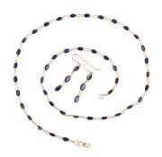 A SAPPHIRE NECKLACE AND EAR PENDANTS