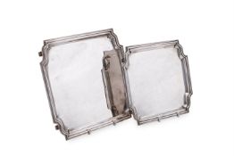TWO ITALIAN SILVER COLOURED SHAPED SQUARE SALVERS