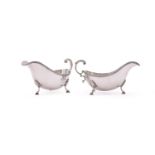 A PAIR OF SILVER OVAL SAUCE BOATS