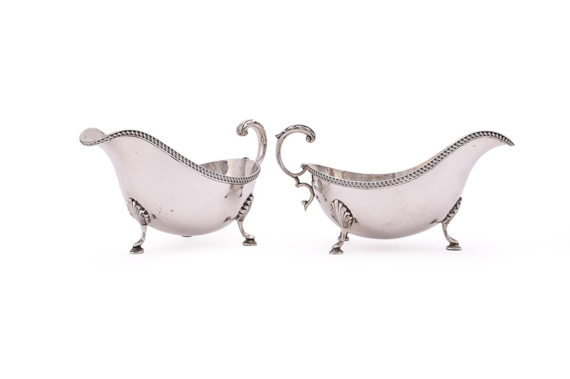 A PAIR OF SILVER OVAL SAUCE BOATS