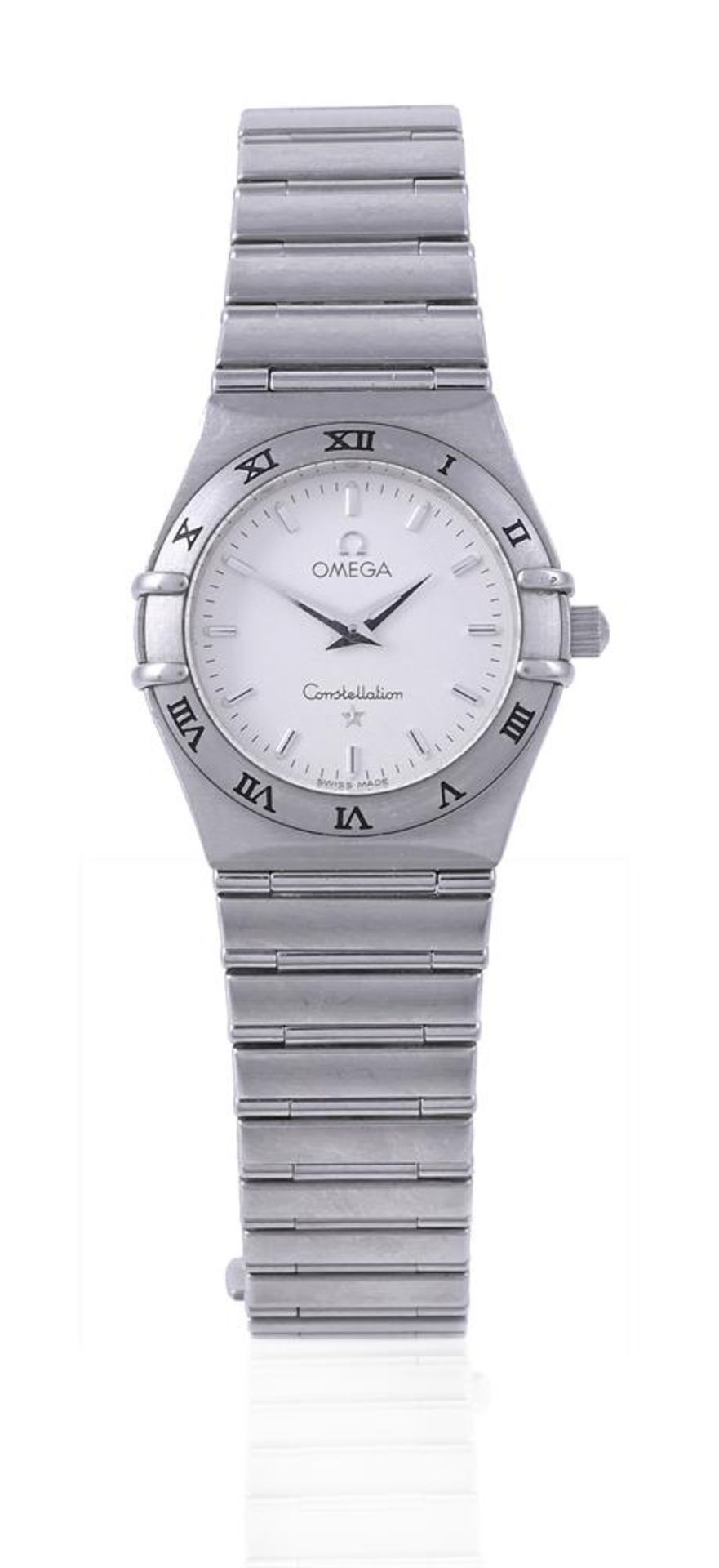 OMEGA, CONSTELLATION, A LADY'S STAINLESS STEEL BRACELET WATCH