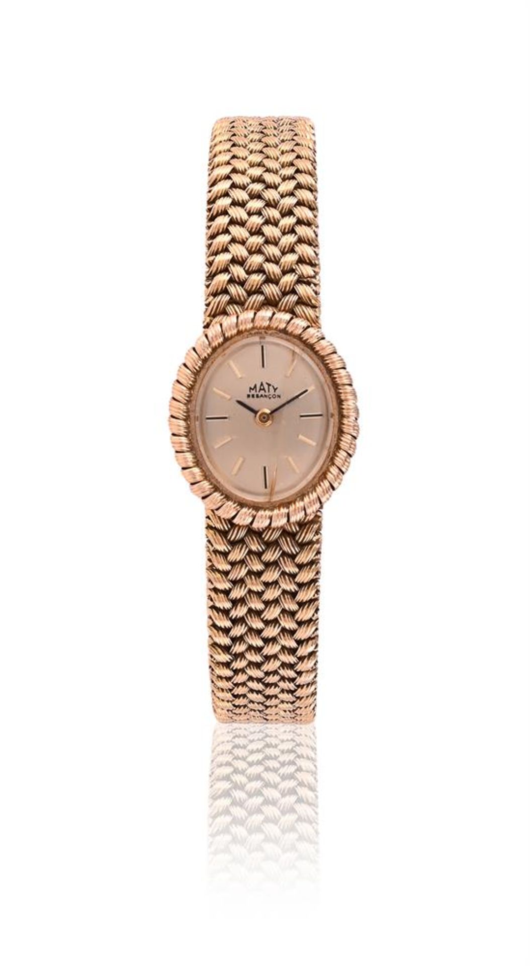 MATY, A LADY'S GOLD COLOURED BRACELET WATCH