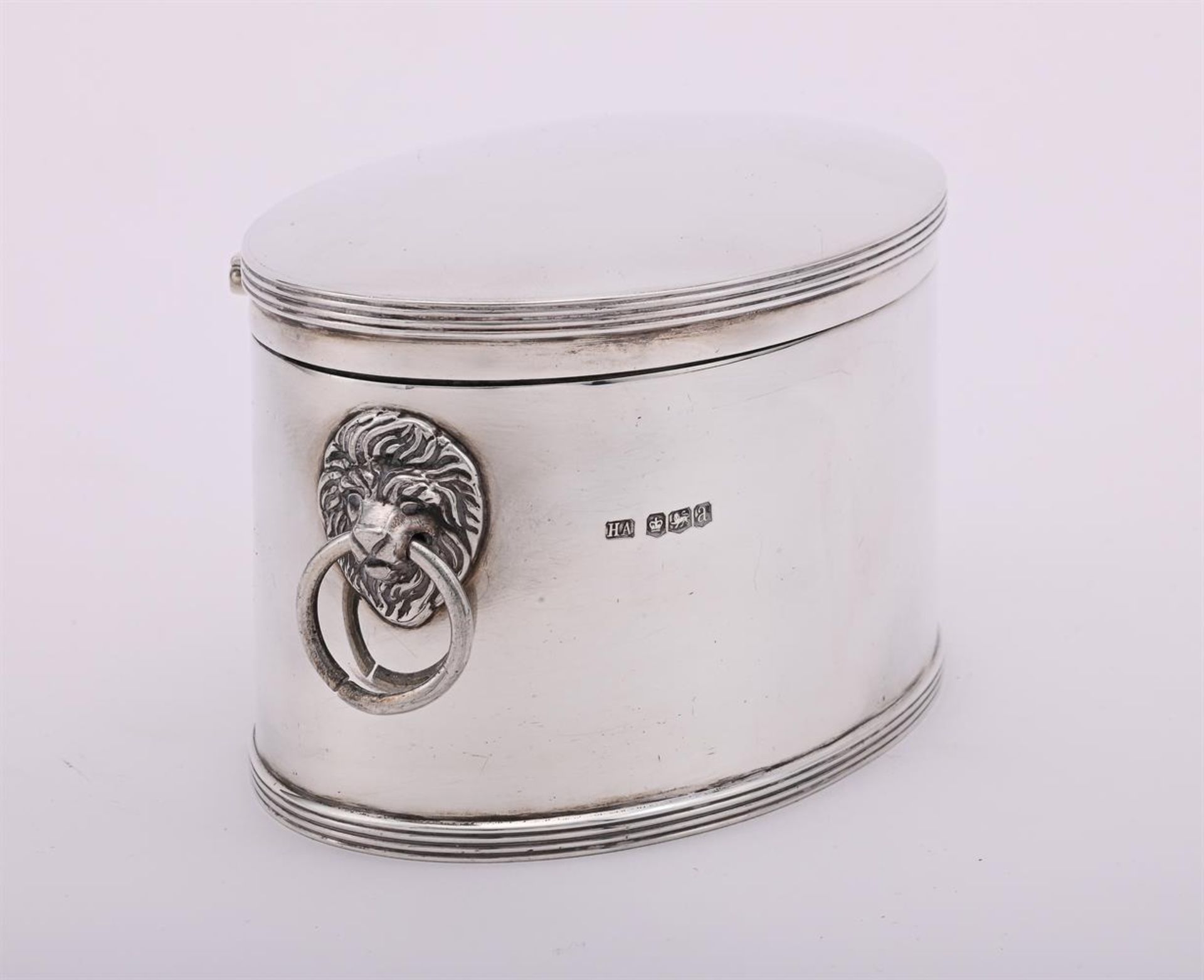 A SILVER OVAL BISCUIT TIN - Image 2 of 2