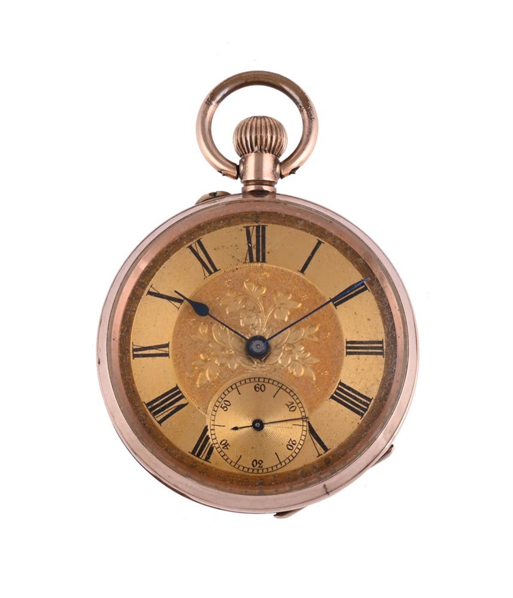 UNSIGNED, A GOLD COLOURED KEYLESS WIND OPEN FACE POCKET WATCH - Image 3 of 4