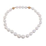 A GRADUATED SOUTH SEA CULTURED PEARL NECKLACE